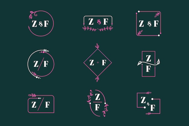 Concepto de monogramas de boda colorido