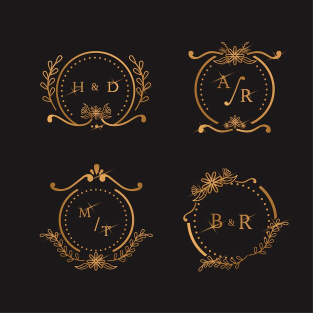Concepto de monogramas de boda elegante