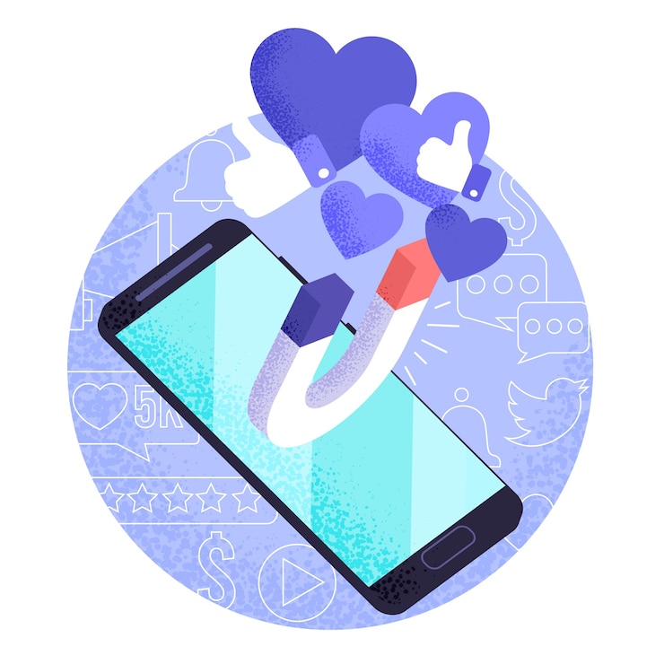 Vector gratuito concepto móvil de marketing en redes sociales