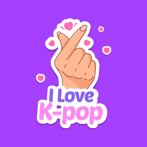 Concepto de música k-pop ilustrado con corazón de dedo