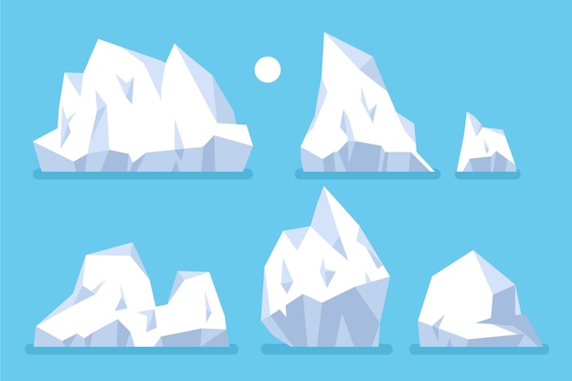 Vector gratuito concepto de naturaleza de colección de iceberg