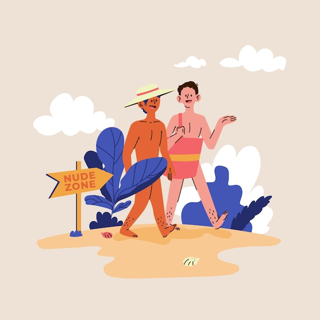 Vector gratuito concepto de naturismo de dibujos animados ilustrado