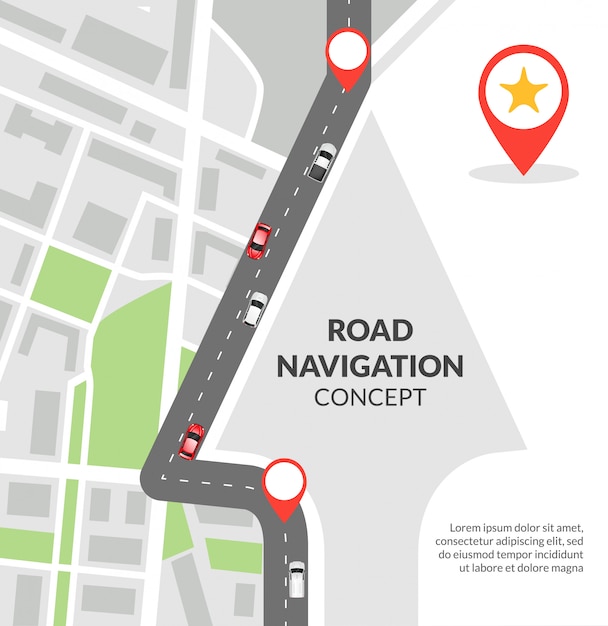 Vector gratuito concepto de navegación por carretera