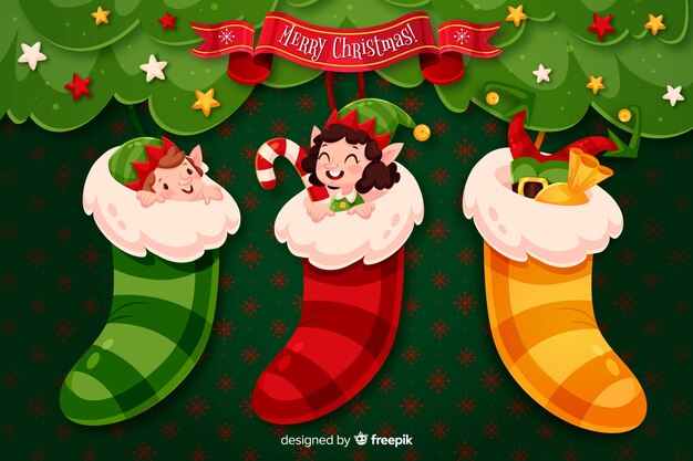 Vector gratuito concepto de navidad en diseño plano