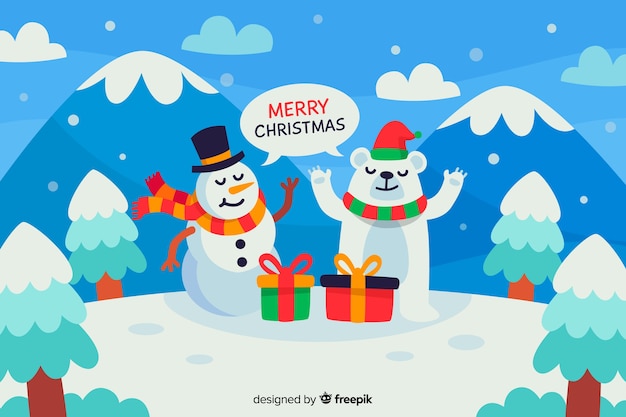 Concepto de Navidad con fondo de diseño plano