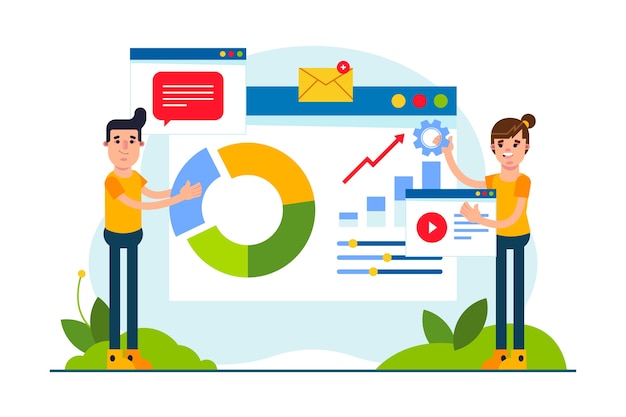Concepto de negocio de recopilación de datos de diseño plano