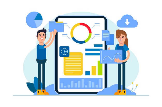 Concepto de negocio de recopilación de datos de diseño plano