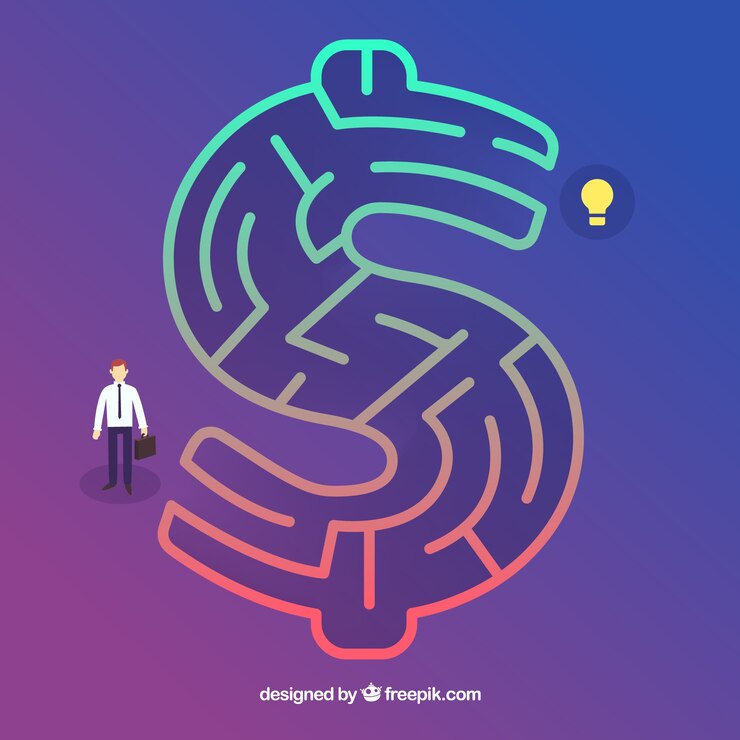 Vector gratuito concepto de negocios con laberinto de diso plano