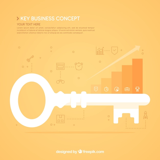 Vector gratuito concepto de negocios con llave de diseño plano