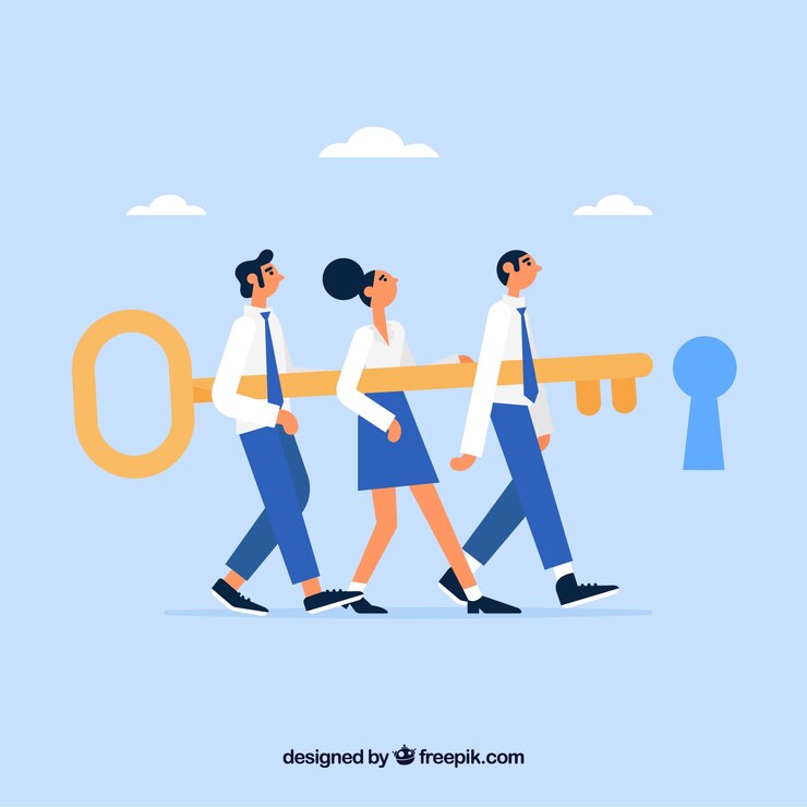 Vector gratuito concepto de negocios con llave de diseño plano