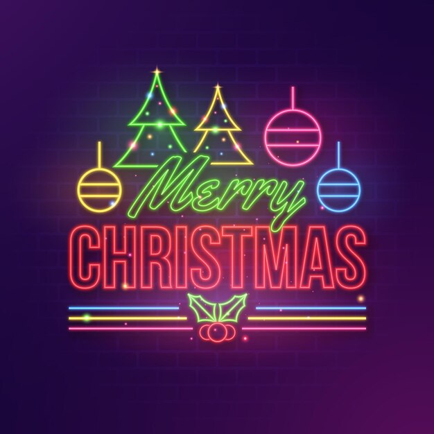 Concepto de neón feliz navidad