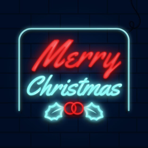 Concepto de neón feliz navidad