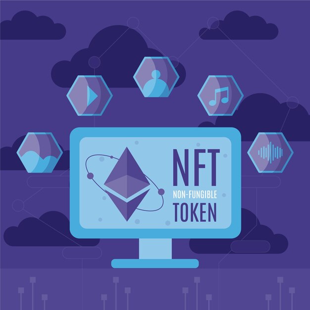 Concepto nft de diseño plano