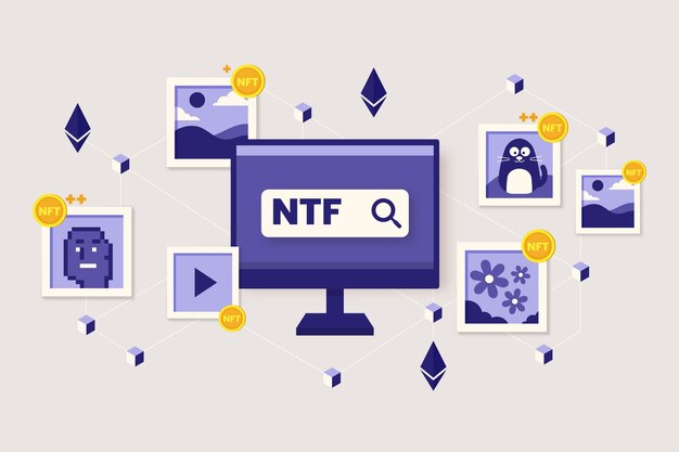 Concepto nft de diseño plano