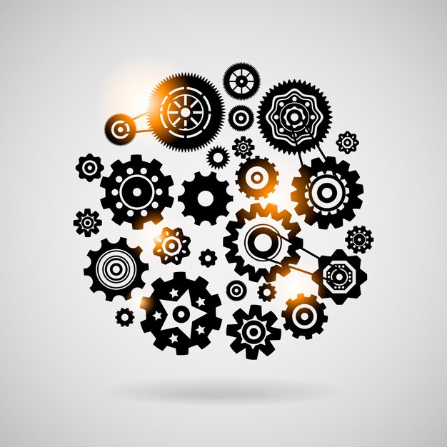 Concepto o símbolo del trabajo en equipo de engranajes y engranajes