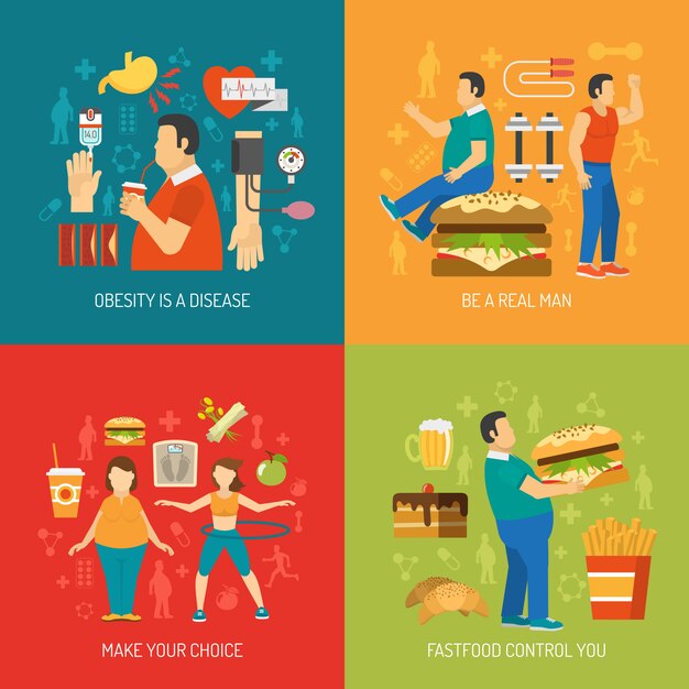 Concepto de obesidad plana