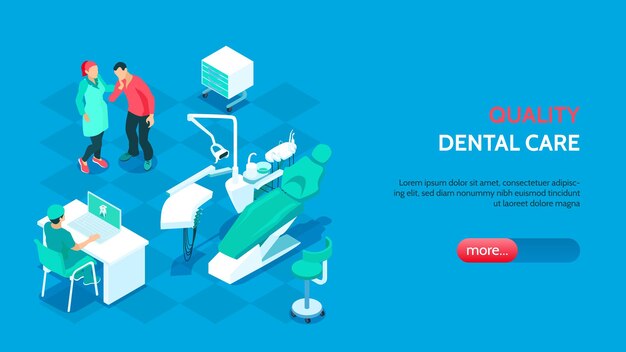 Concepto de odontología de calidad con ilustración de equipo dental moderno