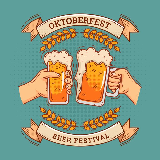 Concepto de oktoberfest dibujado a mano