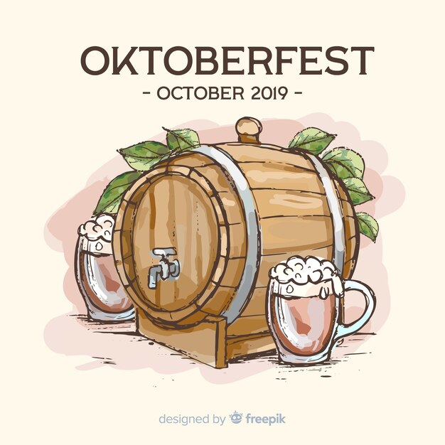 Concepto de Oktoberfest con fondo dibujado a mano