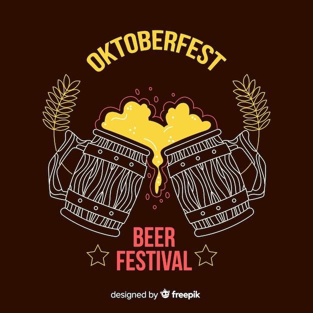 Vector gratuito concepto de oktoberfest con fondo dibujado a mano