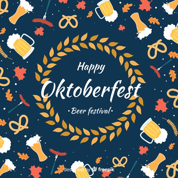 Concepto de Oktoberfest con fondo de diseño plano