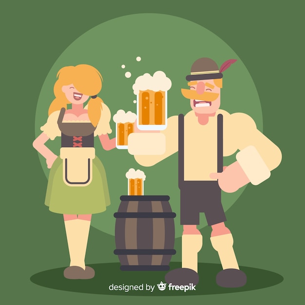 Vector gratuito concepto de oktoberfest con fondo de diseño plano