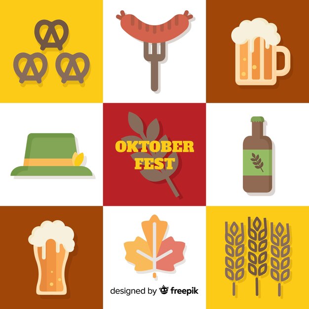 Concepto de Oktoberfest con fondo de diseño plano
