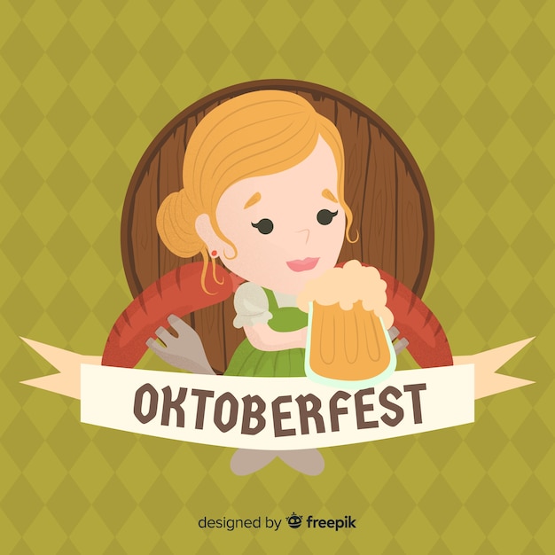 Vector gratuito concepto de oktoberfest con fondo de diseño plano