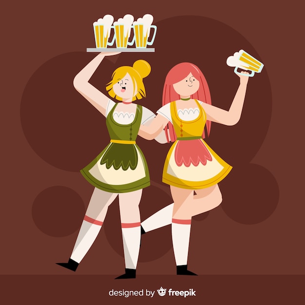 Vector gratuito concepto de oktoberfest con fondo de diseño plano