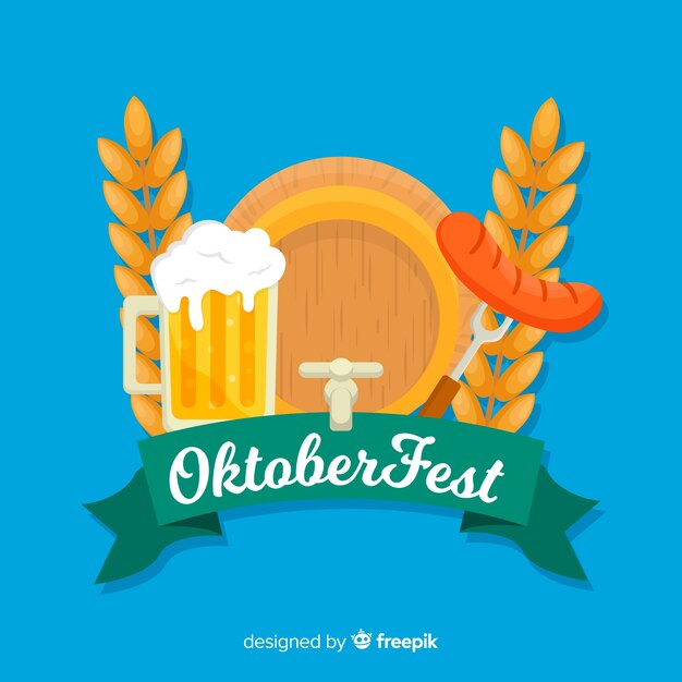Concepto de Oktoberfest con fondo de diseño plano