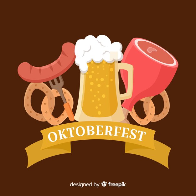 Concepto de Oktoberfest con fondo de diseño plano