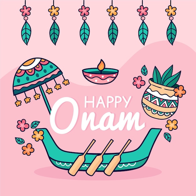 Vector gratuito concepto de onam dibujado a mano