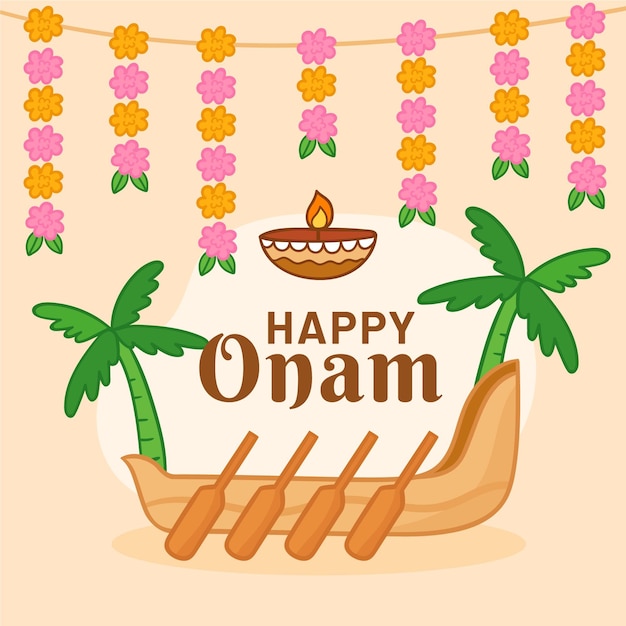 Concepto de onam dibujado a mano