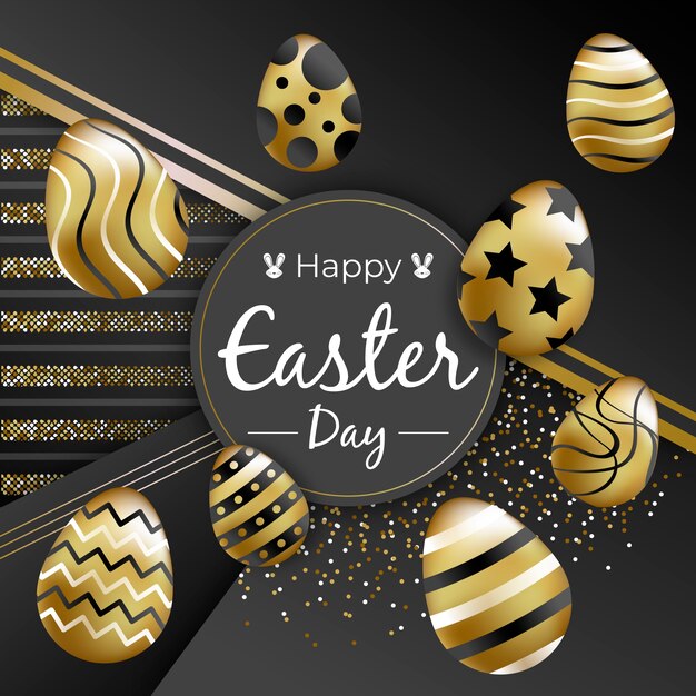 Concepto de oro feliz día de pascua