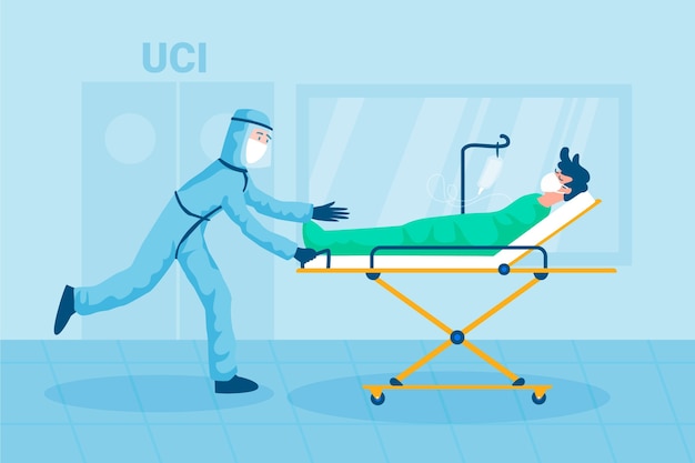 Vector gratuito concepto de paciente crítico de coronavirus