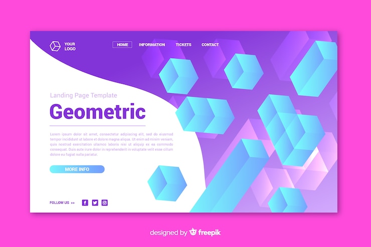 Vector gratuito concepto de página de aterrizaje con formas geométricas.