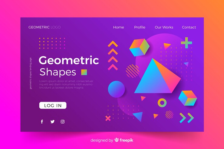 Vector gratuito concepto de página de aterrizaje con formas geométricas.