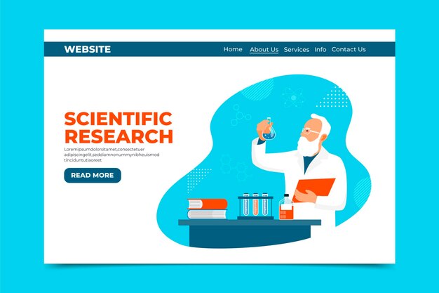 Concepto de página de aterrizaje de investigación científica