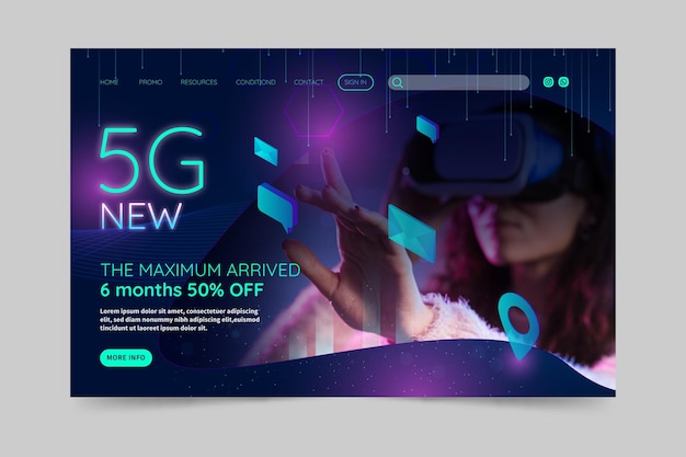 Vector gratuito concepto de página de destino 5g