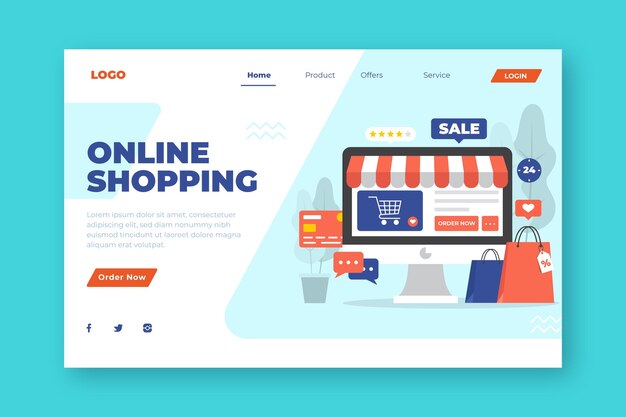Concepto de página de destino de compras en línea
