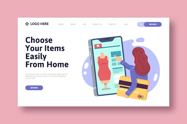 Concepto de página de destino de compras en línea