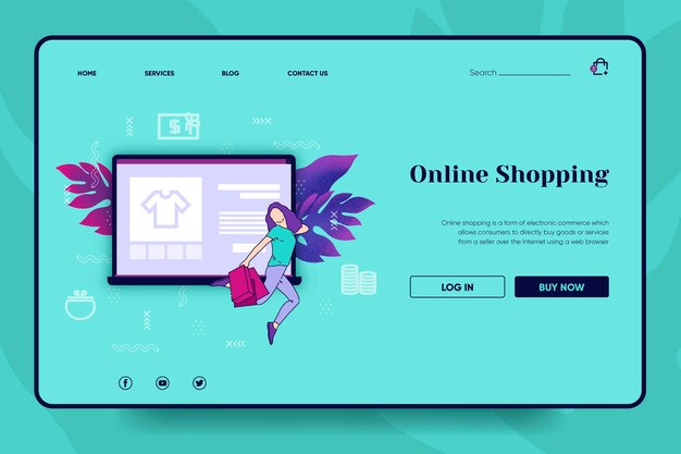 Concepto de página de destino de compras en línea