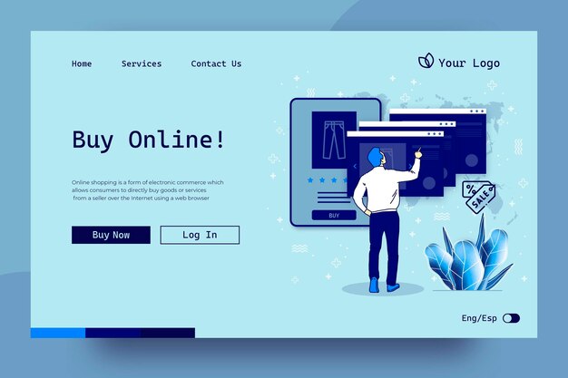Concepto de página de destino de compras en línea