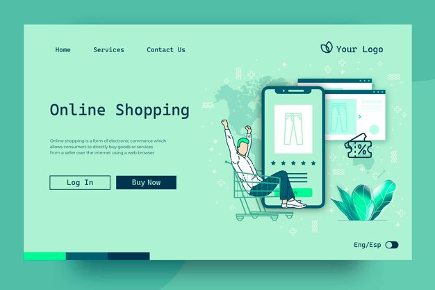 Concepto de página de destino de compras en línea