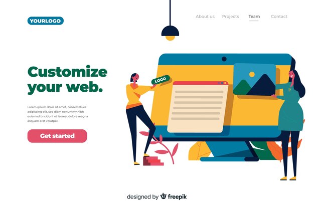 Concepto de página de destino de configuración del sitio web