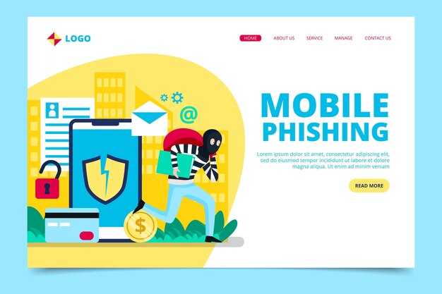 Concepto de página de destino de cuenta de phishing