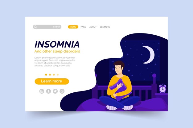 Concepto de página de destino de insomnio