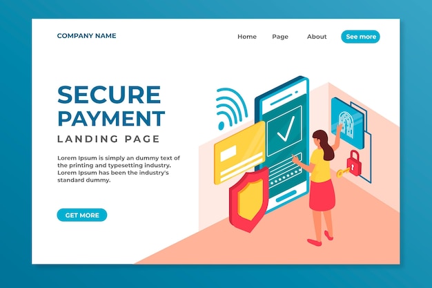 Vector gratuito concepto de página de destino de pago seguro