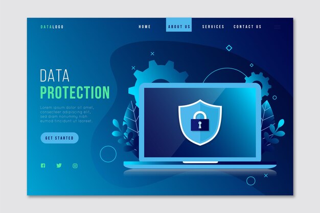 Concepto de página de destino de protección de datos