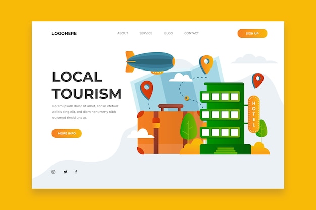 Vector gratuito concepto de página de destino de turismo local